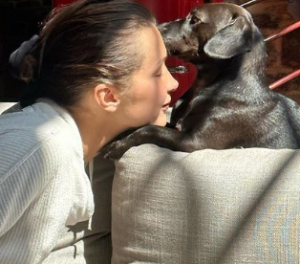 Bella Hadid With Dog