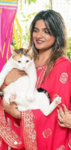 Anvee Tawde With Her Cat